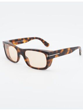 Tom Ford Juan FT1181 53E Sunglasses Blonde Havana Rectangle Frame, Brown Lenses